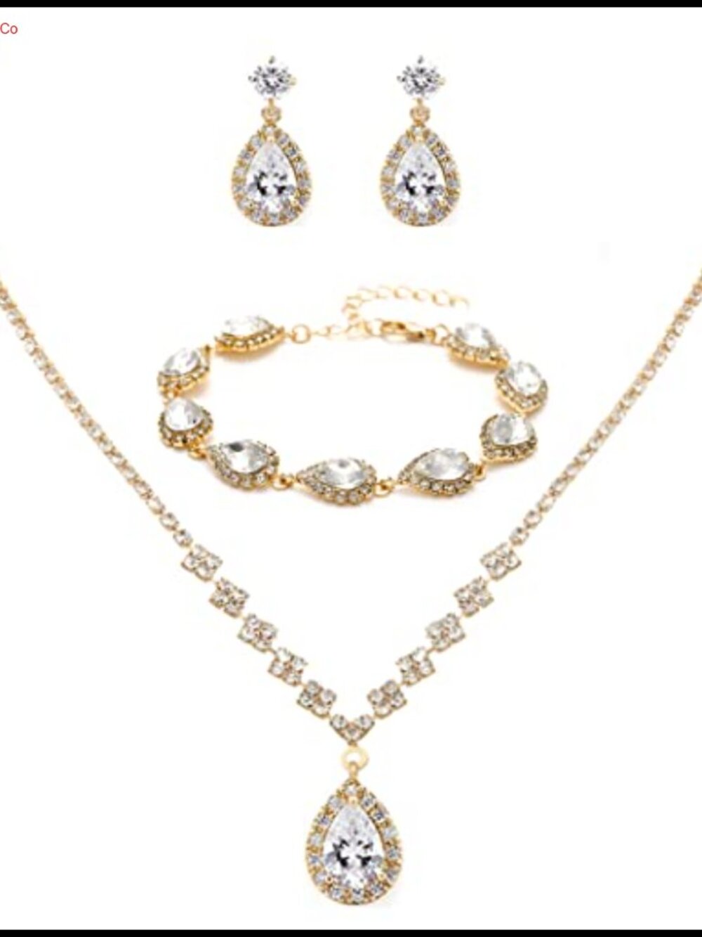 Crystal Rhinestone Choker Necklace Earrings Bracelet Wedding Jewelry Set for